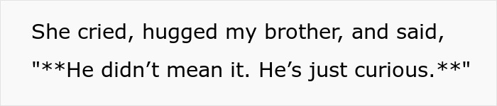 Text on a white background showing a heartfelt quote about a girl who survives cancer and accepts a prosthetic leg with her brother's support.