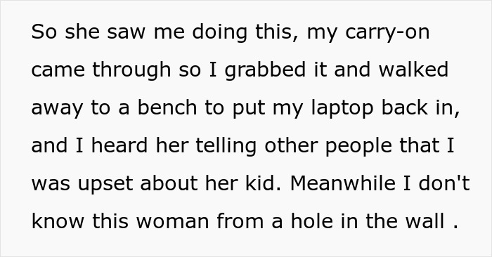 Woman navigating TSA at 7AM encounters rude mom with strong opinions and a disruptive child in busy airport setting. - 12