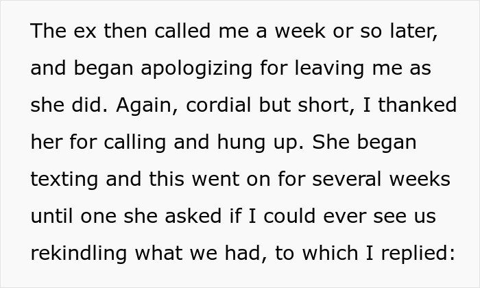 Text excerpt describing a fiancee leaving a cancer diagnosis partner, including apology and attempts to reconnect. - 34