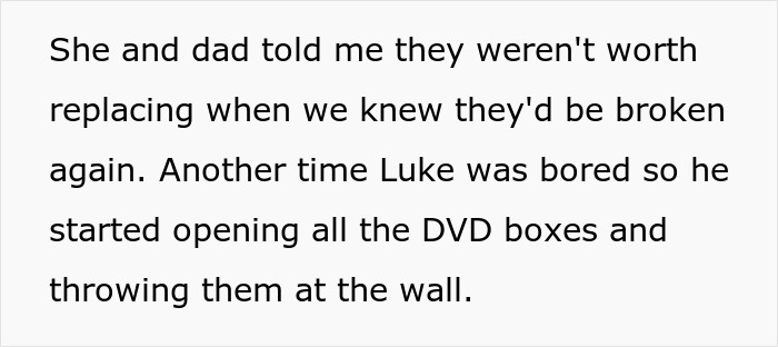 Text on a white background describing parents treating their bio son like trash while favoring adopted kids and seeking forgiveness. - 7