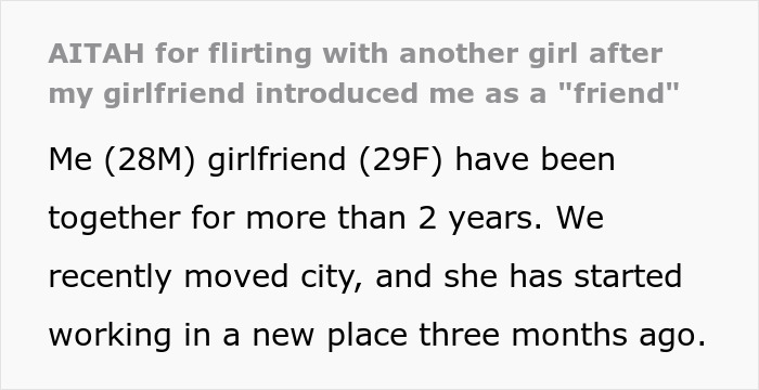 Text excerpt about a man publicly demoted to friend by girlfriend, then upgrading himself to flirty bachelor.