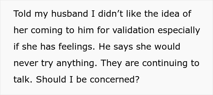 Text message about husband&rsquo;s emotional reunion with ex raising red flags for wife after he admits lingering feelings.
