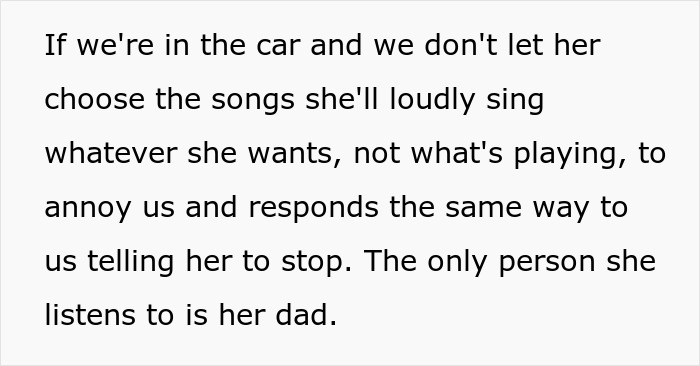Text discussing a stepmom banning teen from family dinners due to singing loudly to annoy family members. Text discussing a stepmom banning teen from family dinners due to singing loudly to annoy family members.