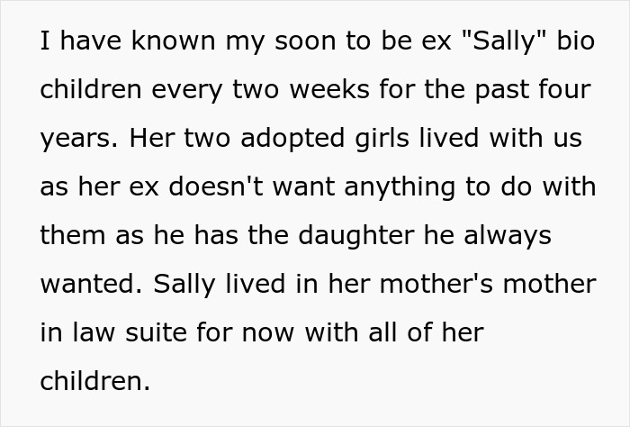 Text about mom of 6 trying to dump two adopted kids on her ex during divorce custody dispute and CPS involvement.