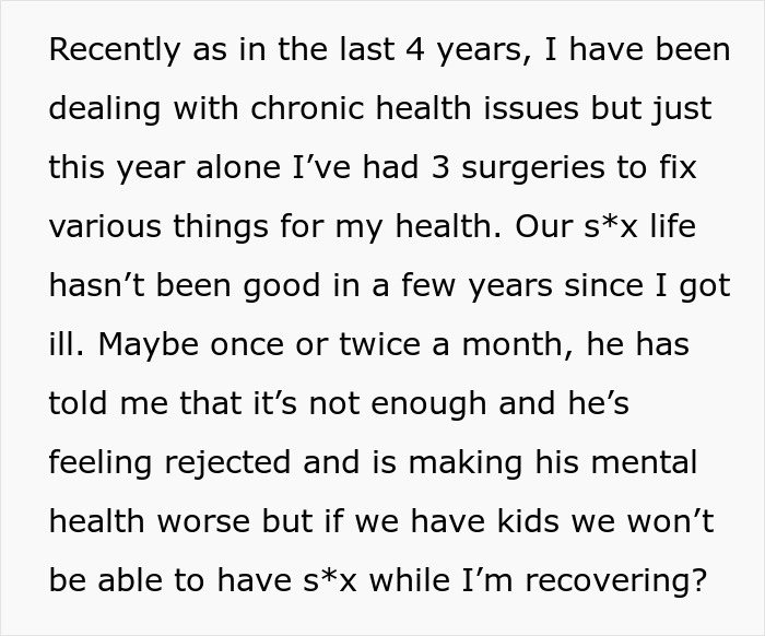 Text excerpt about husband demanding child and opening marriage while wife faces health struggles and considers divorce papers. - 3
