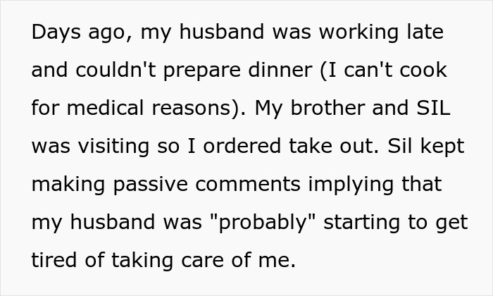 Text excerpt discussing SIL's passive comments about men leaving sick wives and infertility stats backlash. - 8