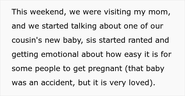 Text excerpt about baby-mad woman struggling to conceive and her emotional meltdown after sister suggests adoption.