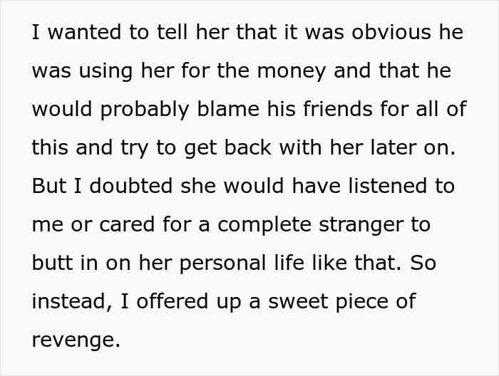 Text describing a hotel employee using her power to confront a guest&rsquo;s cheating gold digger boyfriend with subtle revenge.