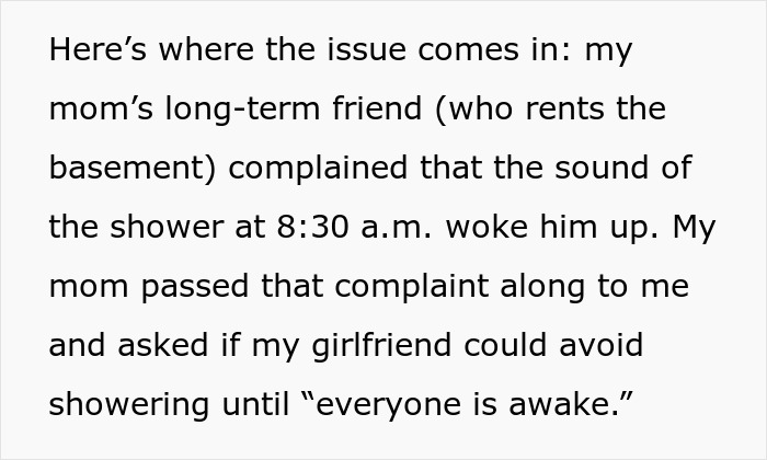 Text explaining a man confused why his girlfriend no longer visits in the mornings, causing drama with his mom. Text explaining a man confused why his girlfriend no longer visits in the mornings, causing drama with his mom.