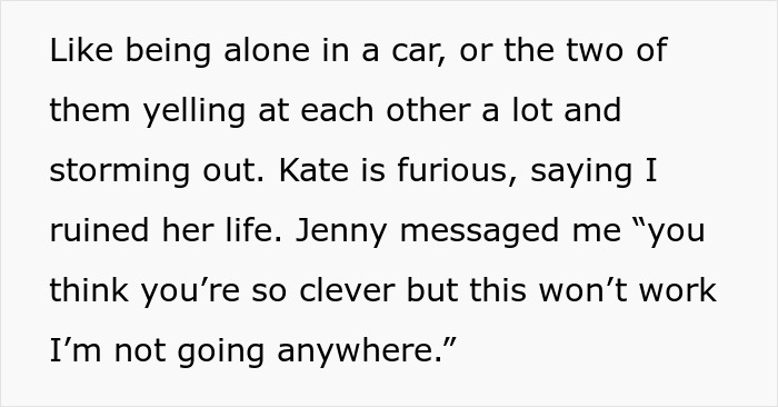 Text excerpt showing a tense exchange between co-parents blaming each other and a message from CPS involvement.