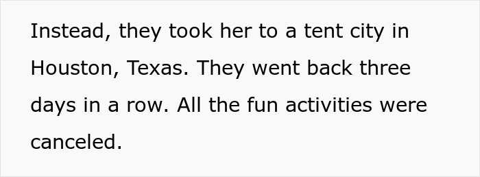 A daughter attending a church camp in Houston, enjoying outdoor activities at a tent city setting.