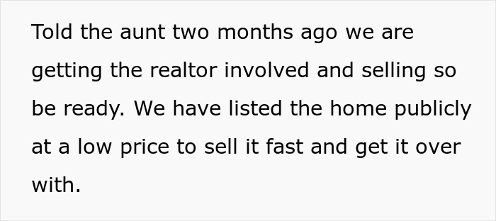 Man faces family drama after inheriting dad&rsquo;s house where his aunt is living rent-free, planning to sell quickly.