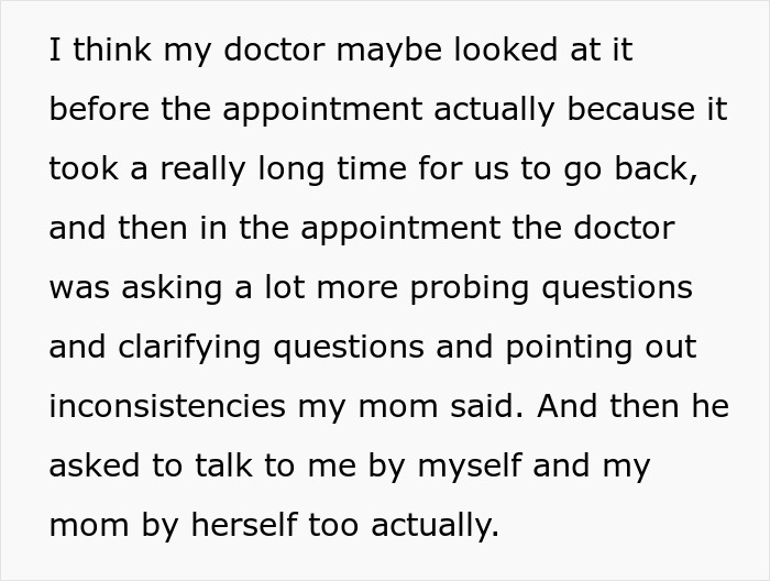 Teen feeling sick and tired of hospital visits due to mom’s lies, doctor probing inconsistencies during appointment. - 32