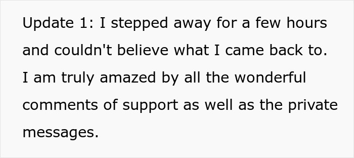 Text update expressing amazement at support and private messages after stepping away for a few hours. - 22