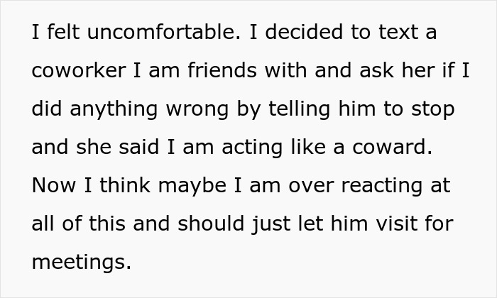 Text from a single mom explaining discomfort after her boss keeps showing up at her home, questioning if she is overreacting.