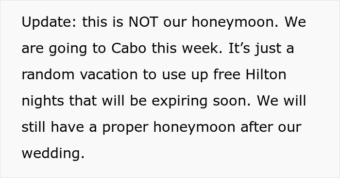 Couple plans one last stress-free trip before wedding while moms want to join and discuss guest lists together.