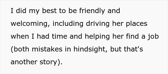 Text excerpt about college students being friendly and helpful to their only female roommate before she gets petty. - 9