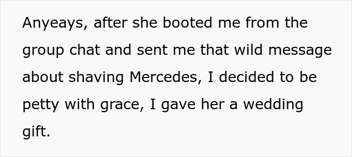 Text excerpt about a woman shocked when asked to shave her dog after bending backward for bride’s wishes. - 24