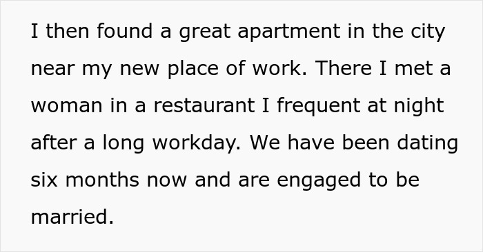 Text on a white background describing meeting a woman at a restaurant, dating six months, and getting engaged. - 51