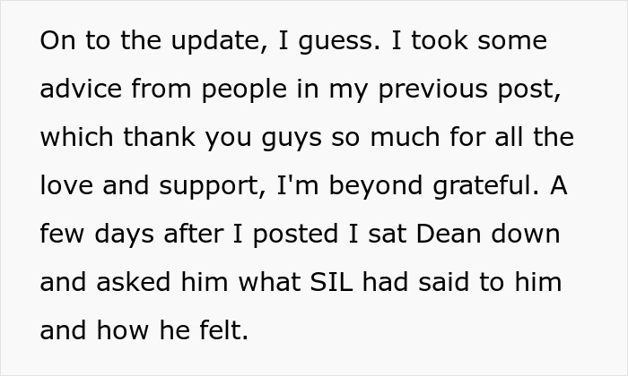 Text excerpt discussing SIL pregnancy husband boundaries, including advice and feelings after a conversation. - 17