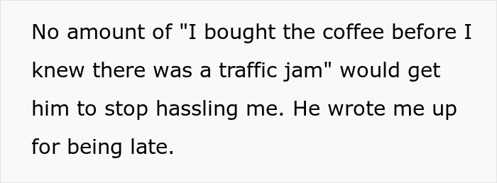 Text showing frustration about unfair late penalty, highlighting issues with same penalty for being 6 minutes late or 3 hours late.