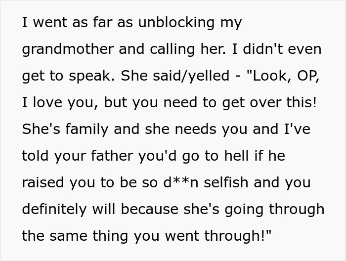 Text message conversation describing a woman refusing to help her half-sister who shows up after 17 years. Text message conversation describing a woman refusing to help her half-sister who shows up after 17 years.