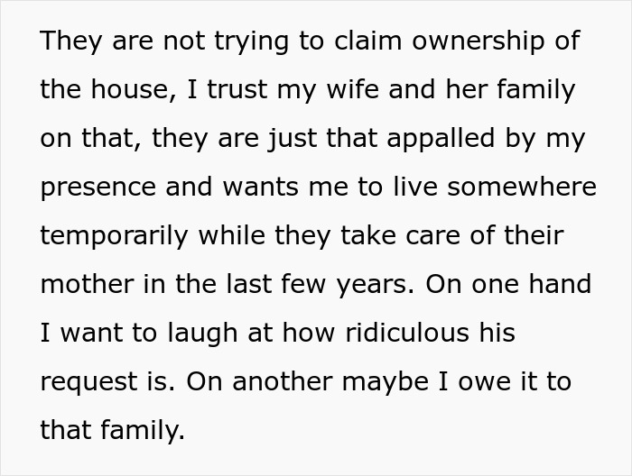 Man buys wife’s childhood home while her brother demands he move out for the family’s care and support. - 15