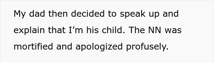Text excerpt discussing a nurse apologizing after misunderstanding an affair accusation involving family members. Text excerpt discussing a nurse apologizing after misunderstanding an affair accusation involving family members.