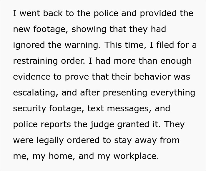 Text about filing a restraining order after escalating behavior, related to family stages fake legal notice prank. Text about filing a restraining order after escalating behavior, related to family stages fake legal notice prank.