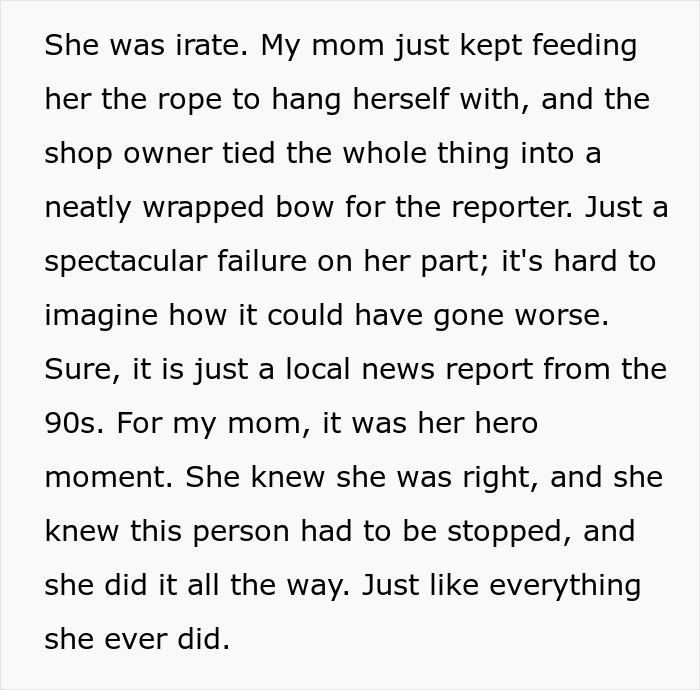 Text describing a mom’s determination to close down a gaming store after they sold swords to her son in a local news report. - 22