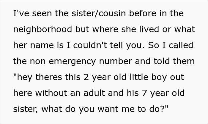 Text describing a neighbor&rsquo;s meltdown after a guy called cops on a 2-year-old wandering the streets alone.