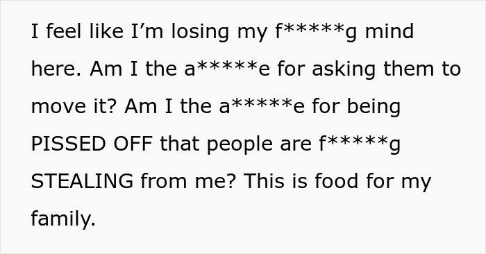 Angry man rants about neighbor who won&rsquo;t move farm stand causing people to steal food meant for his family.