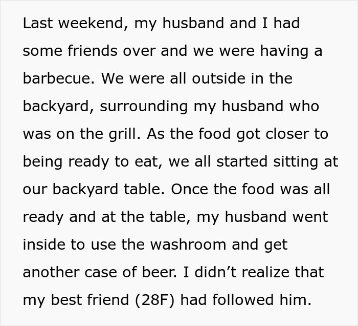 Woman shocked as bestie forcefully kissed her husband, raising questions about a possible hidden affair between them.