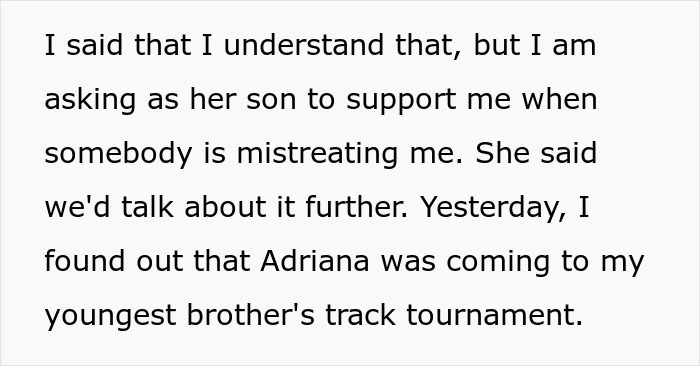 Text excerpt discussing a son asking his mother for support amid conflict involving a vengeful ex. - 13