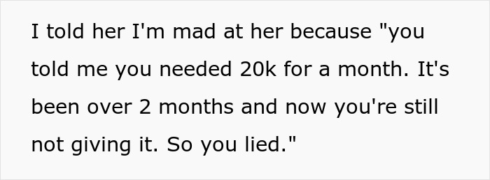 Text about mom embezzling daughter's $160K inheritance and gaslighting after being exposed.