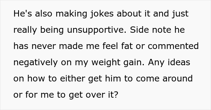 Supportive woman prescribed weight loss medication while boyfriend responds with jokes and lacks empathy. Supportive woman prescribed weight loss medication while boyfriend responds with jokes and lacks empathy.