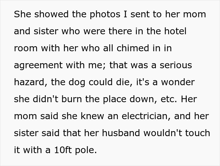 Text describing a friend's insistence about boarding a dog due to serious hazard concerns and safety warnings.