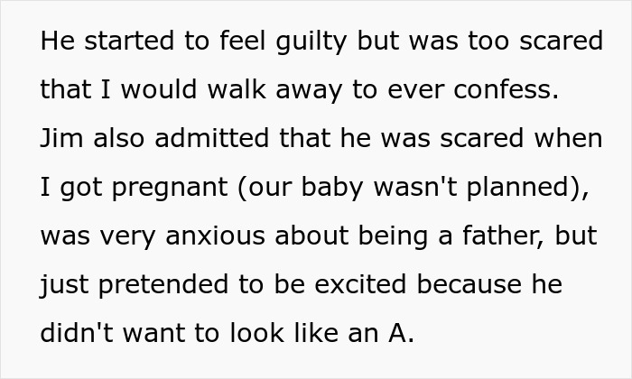 Text about a husband feeling guilty and scared after his wife was accused of cheating due to their daughter's dark skin. - 41