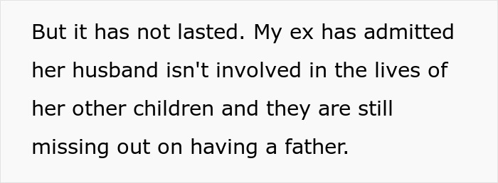 Text excerpt discussing a woman who cheats on her partner and the absence of fathers in her other children's lives.