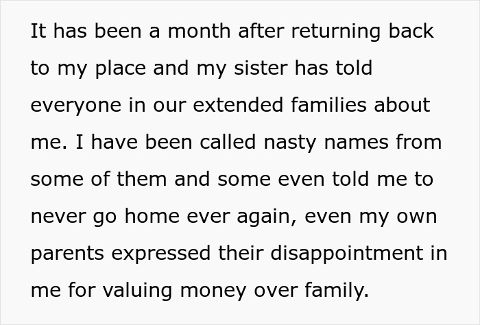 Text about woman missing flight babysitting niece and facing family rejection after asking parents for compensation. - 7