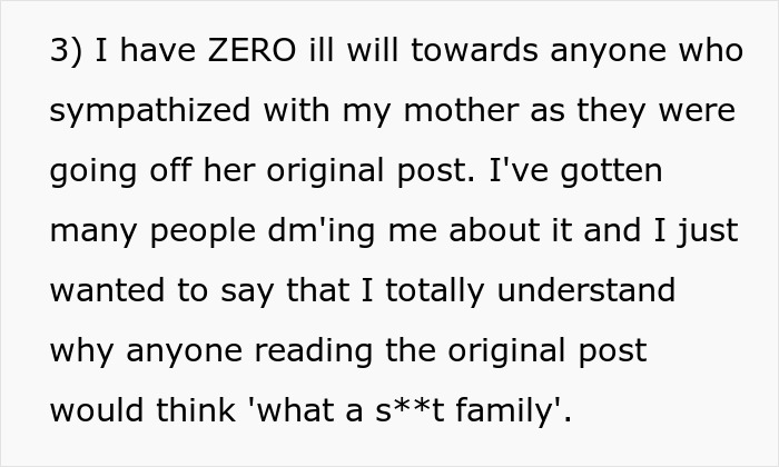 Text excerpt discussing feelings toward those sympathizing with a manipulative mom in a mom daughter story drama context. - 62
