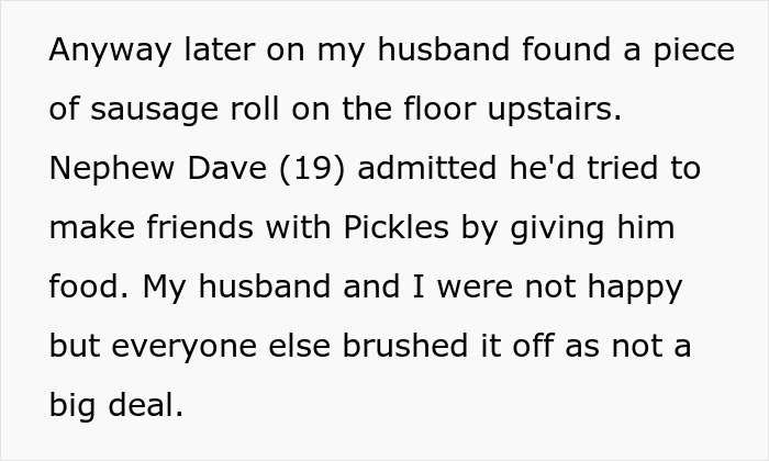 Text excerpt discussing woman refusing to replace nephew&rsquo;s jacket ruined by dog&rsquo;s accident after ignored warnings.