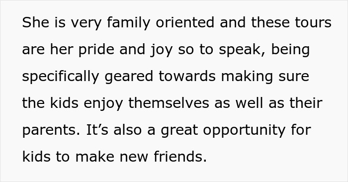 Text describing a family-oriented tour company focusing on kids' enjoyment and social opportunities on family tours. - 5