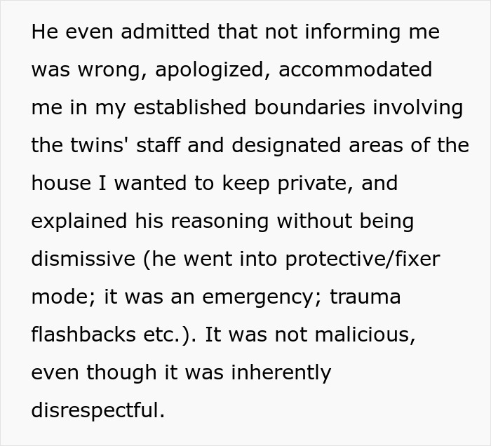 Text excerpt discussing a husband&rsquo;s decision affecting privacy and boundaries with disabled siblings in their shared home.