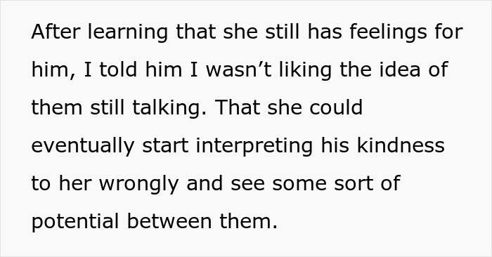Text discussing wife's concerns after husband's emotional reunion with ex and his lingering feelings raising red flags.