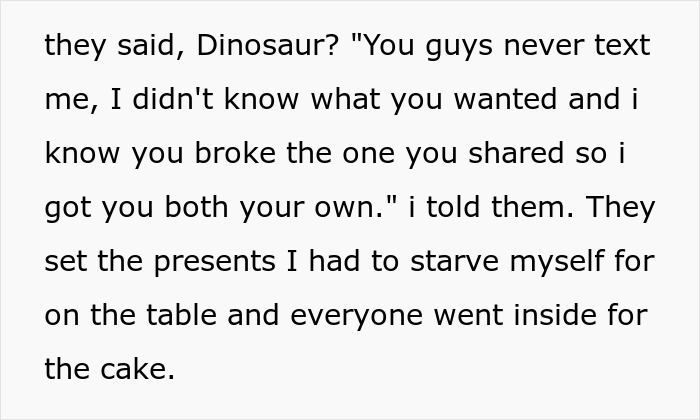 Text excerpt from a manipulative mom and daughter story drama about gifts and misunderstandings during a family event. - 9