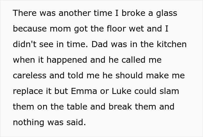 Text describing parents treating bio son unfairly while favoring adopted kids, highlighting family favoritism issues. - 11