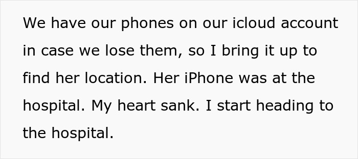 Text about tracking a fiancée's location on iCloud after she gets injured at the hospital, highlighting relationship tension. - 6