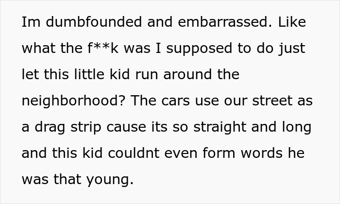 Text message showing neighbor&rsquo;s meltdown after guy called cops on 2-year-old wandering streets alone in the neighborhood.