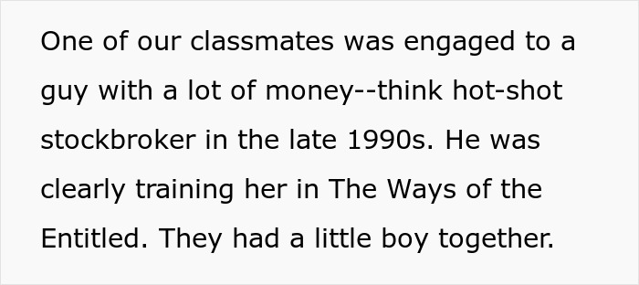 Text excerpt discussing a rich lady&rsquo;s entitled behavior as she throws a fit over free babysitting and pizza offer.